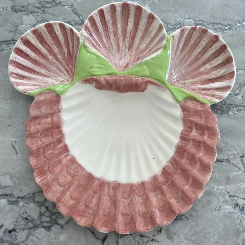 Handmade pink shell‎ platter signed
